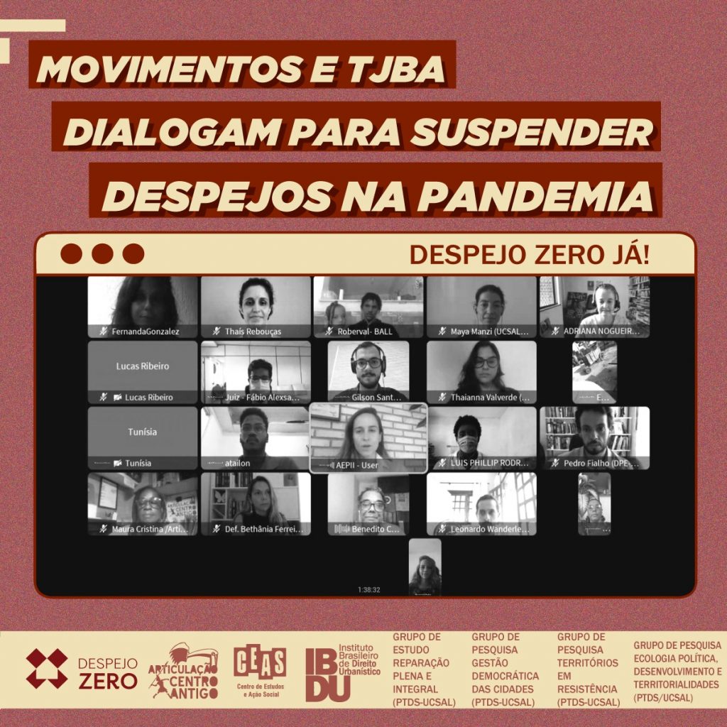 IBDU participa de audiência no TJ-BA sobre a suspensão dos despejos na Bahia