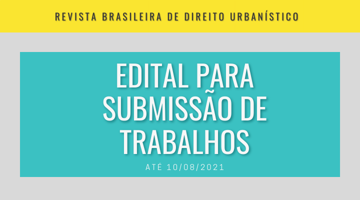 Edital aberto para a Revista Brasileira de Direito Urbanístico